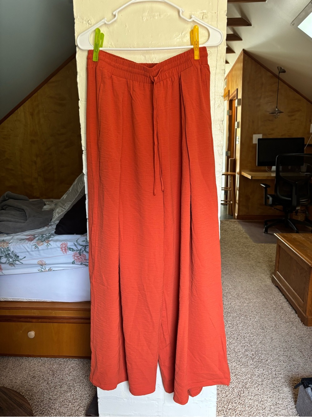 Francesca's Collections Wide-Leg Palazzo Pants in Rust Orange